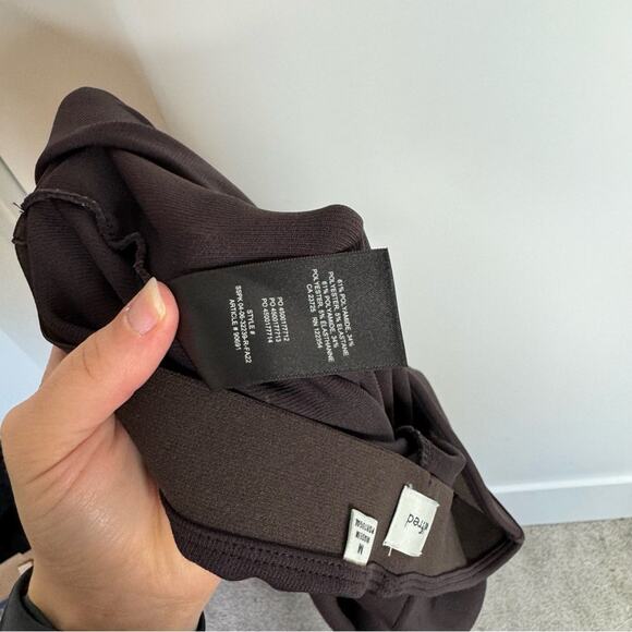 Aritzia Wilfred Candace Pant Brown Stretch Elastic Flare Leg Pull On Pants M - Picture 5 of 5